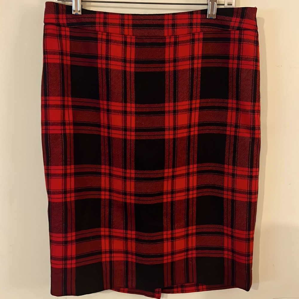 The Limited Buffalo Plaid Lined Skirt Sz 8 Side Zipper